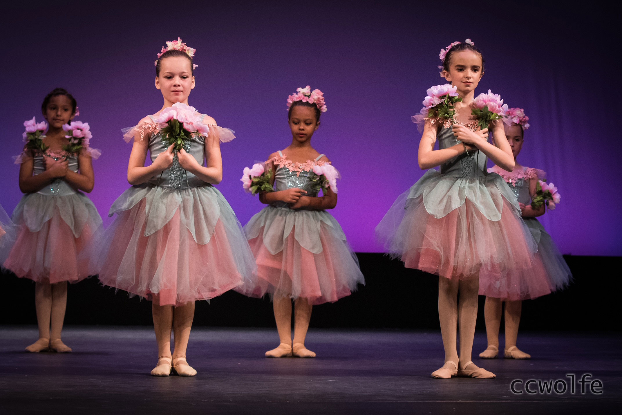 Balance Dance Center 2022 dance recital photo of young girls in full costume dancing Waltz of the Flowers